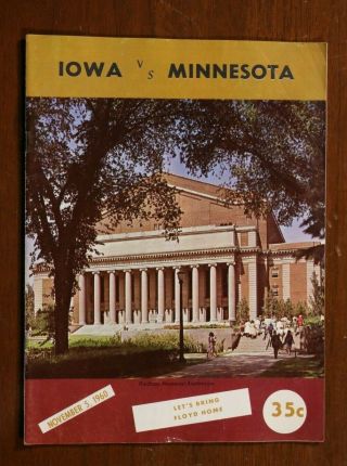 University Of Minnesota Golden Gophers Football Iowa Hawkeyes Program 1960
