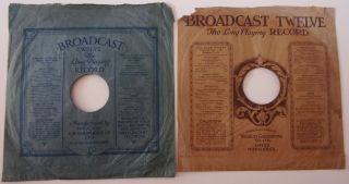 TWO VINTAGE UK BROADCAST TWELVE 10 inch SLEEVES for 78 RPM RECORDS 1930 ' s 2