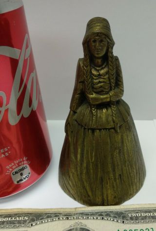 Antique Lady Woman With Braided Hair Bronze Brass Figural Bell