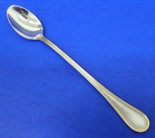 4 - Towle BEADED ANTIQUE GOLD Satin 18/8 Stainless Germany ICED TEA SPOONS 3