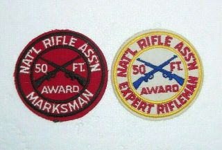 (2) VINTAGE NRA 50 FT AWARD HUNTING SHOOTING PATCHES MARKSMAN EXPERT RIFLEMAN 2
