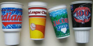 Set Of Four Vintage Cleveland Indians Plastic Drink Cups Al Champs Jacobs Field