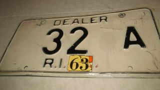 Vintage 1963 Rhode Island Dealer License Plate Low Number