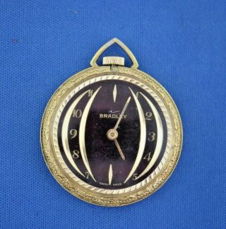 Vintage Swiss Made Bradley Wind Up Pendant Pocket Watch For Necklace - Runs