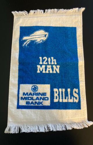 Vintage Buffalo Bills 12th Man Nfl Football Towel - Marine Midland Bank