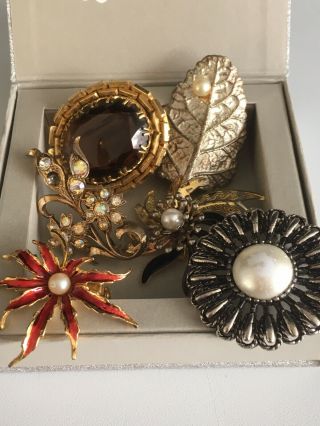 Joblot Of Vintage Brooches Costume Jewellery Brooches X6