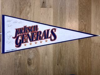 Signed Jackson (ms) Generals Minor League Baseball Vintage Pennant,  12 " X 30 "
