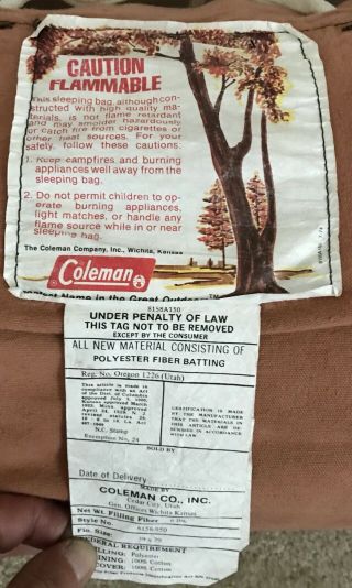 2 Vintage 60s 70s Coleman Duck Fish Tent Hunting Flannel TAN REV Sleeping Bags 2