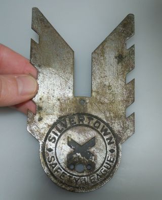 Vintage Goodrich Silvertown Safety League License Plate Metal Topper - 54460