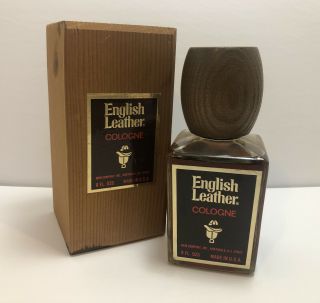 Vintage English Leather Cologne 8 Fl Oz Wooden Box Scent