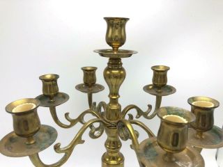 Vintage Brass Candelabra 7 Candles Fold In Arms 14 - 1/2 