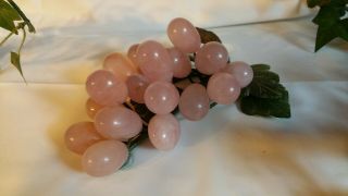Rose Quartz And Jade Grape Cluster Semi - Precious Stones Hand Carved