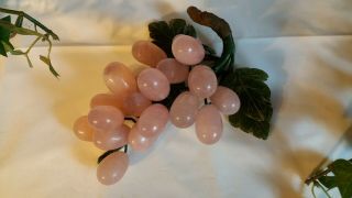 Rose Quartz and Jade grape cluster Semi - precious stones hand carved 2