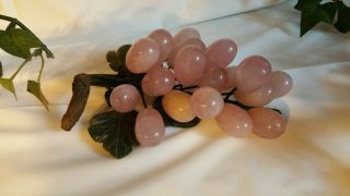 Rose Quartz and Jade grape cluster Semi - precious stones hand carved 3