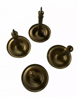 4 Vintage Large Circular Round Brass Curtain Hold - Backs Tie - Backs Hooks 3” Round 3