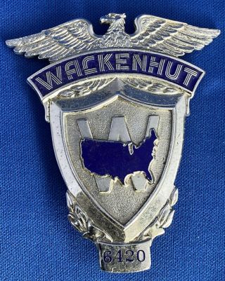 Cool Vintage Wackenhut Security Service Officer Badge 3 " H X2.  5 " W (b7)