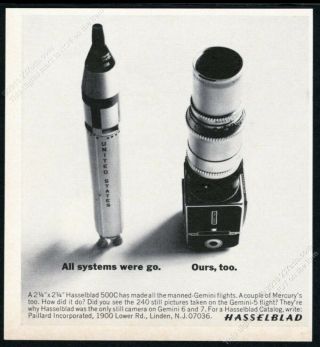 1966 Hasselblad 500c Camera Nasa Gemini Rocket Photo Vintage Print Ad