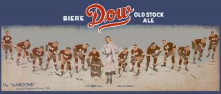 1932 - 33 Montreal Maroons " Dow Old Stock Ale " Panoramic Ad - 10 " X24 " Photo