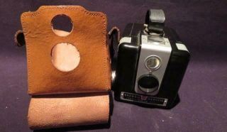 Kodak Vintage Brownie Hawkeye Flash Model Camera With Leather Case
