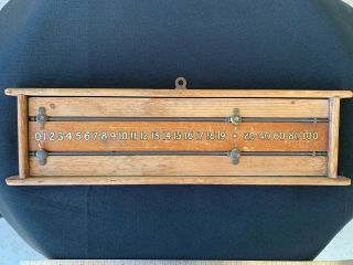 Antique Pool Billiards Snooker Wooden Score Board Counter Sign Brass Markers