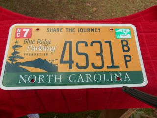 North Carolina Blue Ridge Parkway License Plate Tag 2014 Flat
