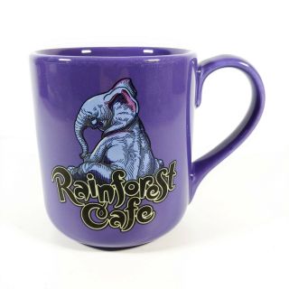 Vintage Rainforest Cafe Mug (1999) Purple With Elephant About 16 Oz