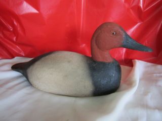 Vintage Wooden Red Head Duck Decoy Glass Eyes 14 " No Marks