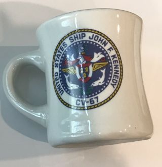 Vtg.  United States Ship John F.  Kennedy Cv 67 Coffee Mug Mil - Art Chelmsford Mass