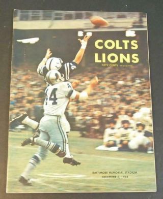 1964 Detroit Lions V Baltimore Colts Dec.  6 Football Program