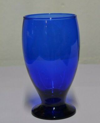Vintage Cobalt Blue Drinking Glass Footed 5.  5 X 2.  5 Drinkware