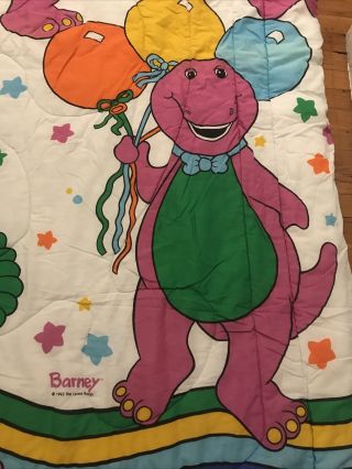 Rare Vintage 1993 BARNEY Purple Dinosaur Comforter Quilt Twin Size EUC 2