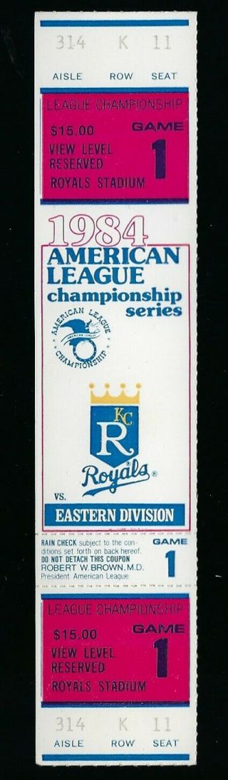 Detroit Tigers V K.  C.  Royals 1984 Alcs Game 1 Full Ticket
