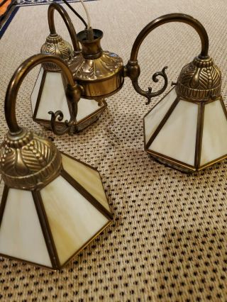 Casa Blanca Ceiling Fan Light Kit Antique Brass - Craftsman Slag & Beveled Glass