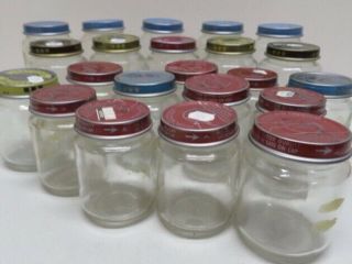 22 Vintage Baby Food Jars Empty Metal Lids Diy Art Craft Herbs Spices Seeds Pot