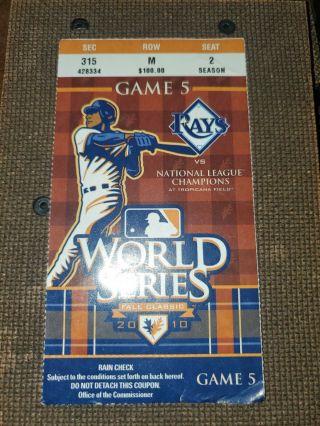 2008 Tampa Bay Rays Phillies World Series Ticket Stub Game Five Clincher