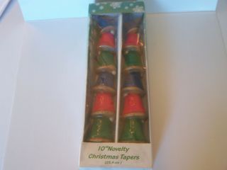Vintage Christmas Novelty 10 " Candles Tapers Green Red Blue Bells Dolgencorp Nos