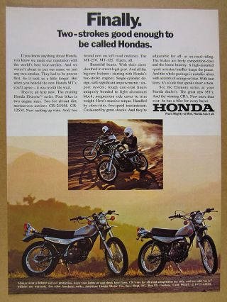 1973 Honda Elsinore Series Cr250m Cr125m Mt250 Mt125 Motorcycle Vintage Print Ad