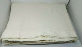 Tennessee Woolen Mills Thermal Cream Satin Trim Blanket 108” X 85” King Vtg