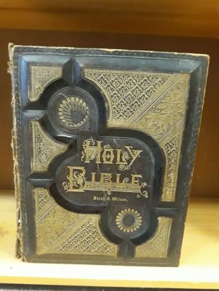 Rare Antique Holy Bible In Parallel Columns - Family Pronouncing Edition (hc)