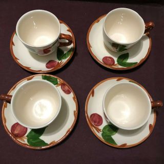 Set of 4 Vintage Franciscan Apple Made In England Tea Coffee Cups and Saucers 2