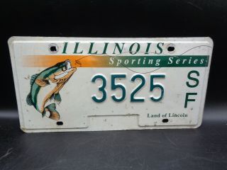 Illinois License Plate " 3525 Sf " Sporting Series Fishing Fish Garage Man Cave