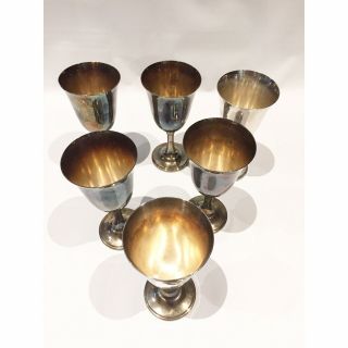 6 SET Vintage REED & BARTON Sterling Silver Plate silverplate Goblet Cups 1025 2