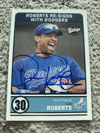 Dave Roberts Autographed Baseball Card (dodgers) 2003 Upper Deck Vintage 326