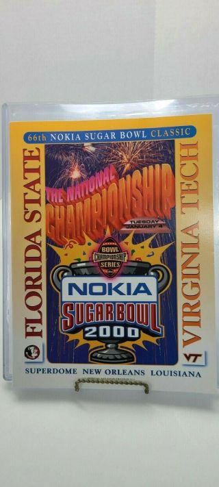 The National Championship Florida State Vs Virginia Tech Sugar Bowl 2000 Program