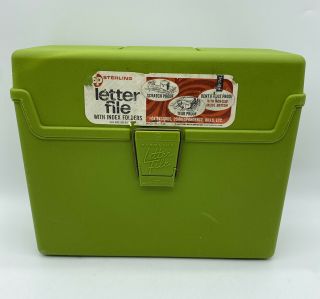 Vintage 1968 Sterling Plastics Retro Green Letter File Box 274 Usa