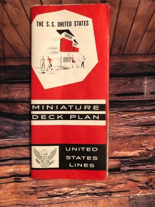 The S.  S.  United States Lines Miniature Deck Plan Brochure Interior Photos