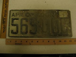 1951 51 1955 55 Oregon Or License Plate 565 - 006
