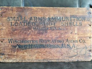Antique Winchester Repeating Arms Co.  Ammo box Haven Conn.  2 9/16 2