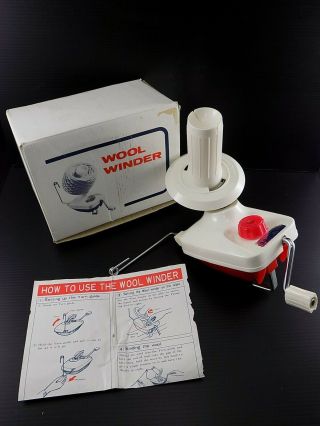 Vintage Hand Operated Yarn Wool Winder Bond Japan Box Instructions