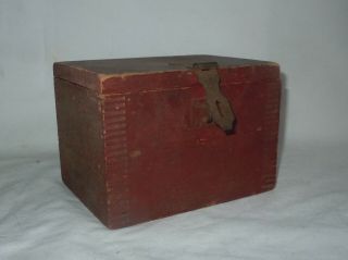 Vtg Early Primitive Antique Pantry/spice Box Wooden Best Old Dry Red Paint